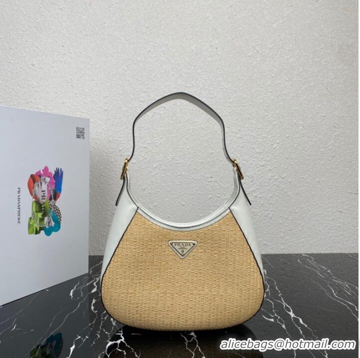 Unique Discount Prada Leather weave shoulder bag 1BC179 white