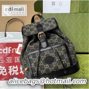 Pretty Style GUCCI Denim BACKPACK WITH INTERLOCKING G 674147