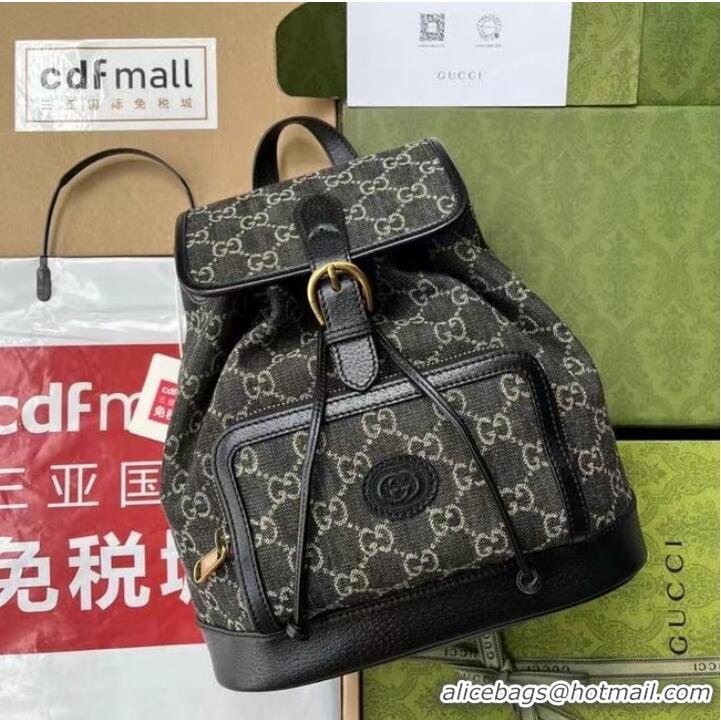 Pretty Style GUCCI Denim BACKPACK WITH INTERLOCKING G 674147