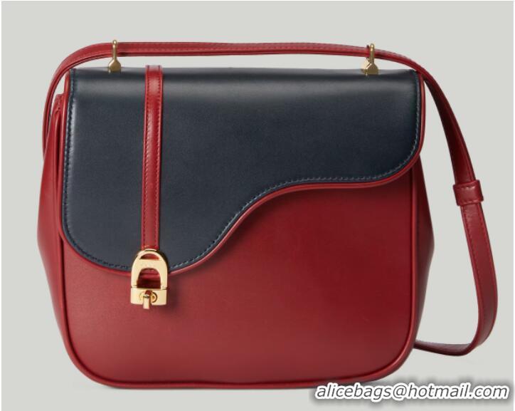 Pretty Style GUCCI EQUESTRIAN INSPIRED SHOULDER BAG 740988 Blue and red