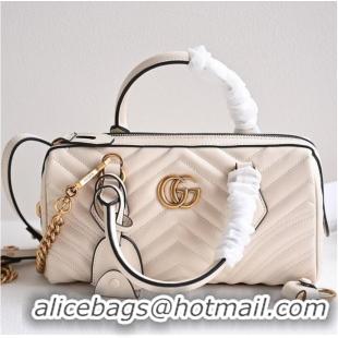 Famous Brand GUCCI GG MARMONT SMALL TOP HANDLE BAG 746319 white