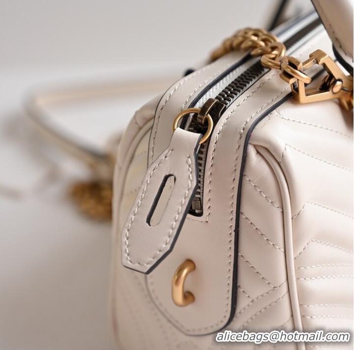 Famous Brand GUCCI GG MARMONT SMALL TOP HANDLE BAG 746319 white