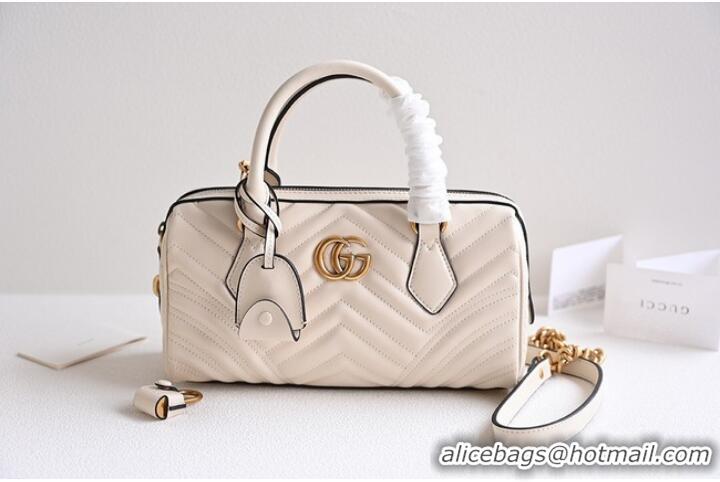 Famous Brand GUCCI GG MARMONT SMALL TOP HANDLE BAG 746319 white