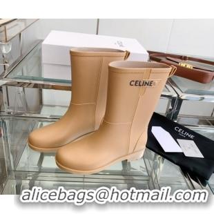 Luxury Celine Rubber Rain Boots Beige 0420036