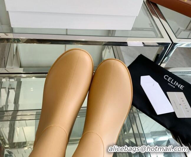 Luxury Celine Rubber Rain Boots Beige 0420036