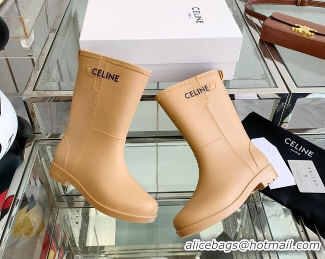 Luxury Celine Rubber Rain Boots Beige 0420036