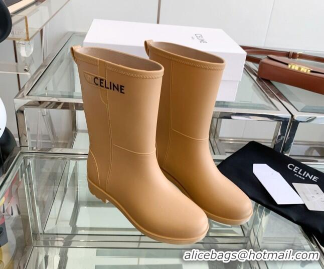 Luxury Celine Rubber Rain Boots Beige 0420036