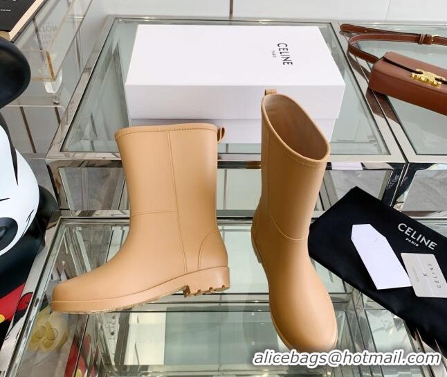 Luxury Celine Rubber Rain Boots Beige 0420036