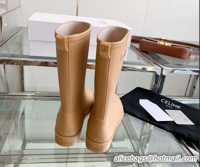 Luxury Celine Rubber Rain Boots Beige 0420036