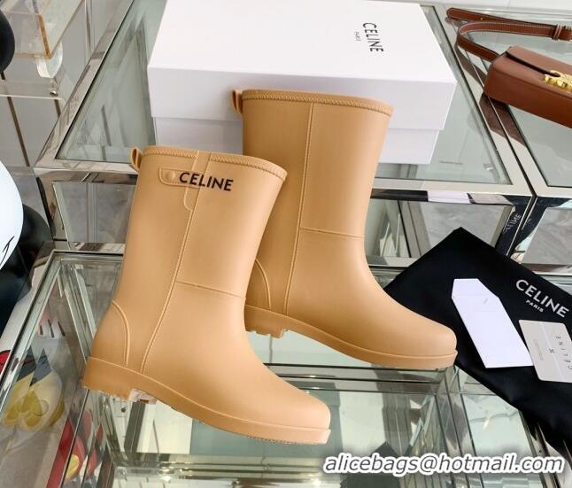 Luxury Celine Rubber Rain Boots Beige 0420036