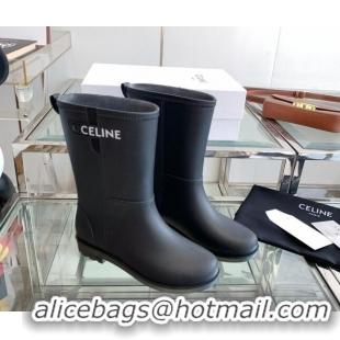 Stylish Celine Rubber Rain Boots Black 420037