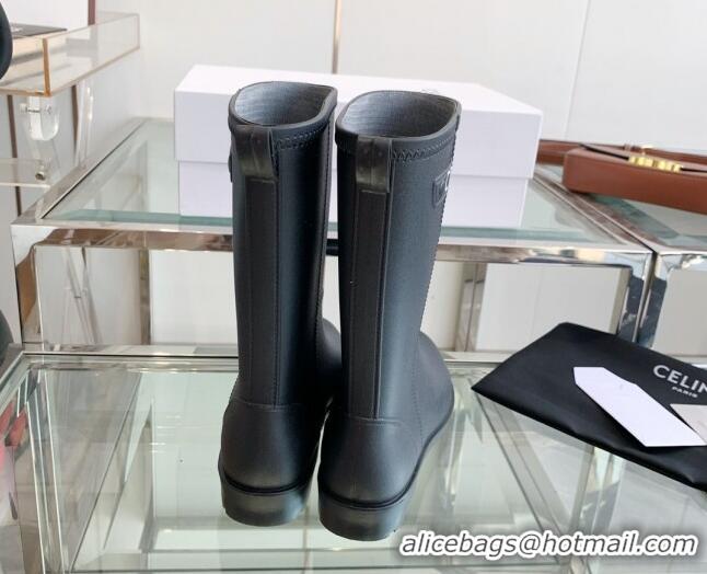 Stylish Celine Rubber Rain Boots Black 420037