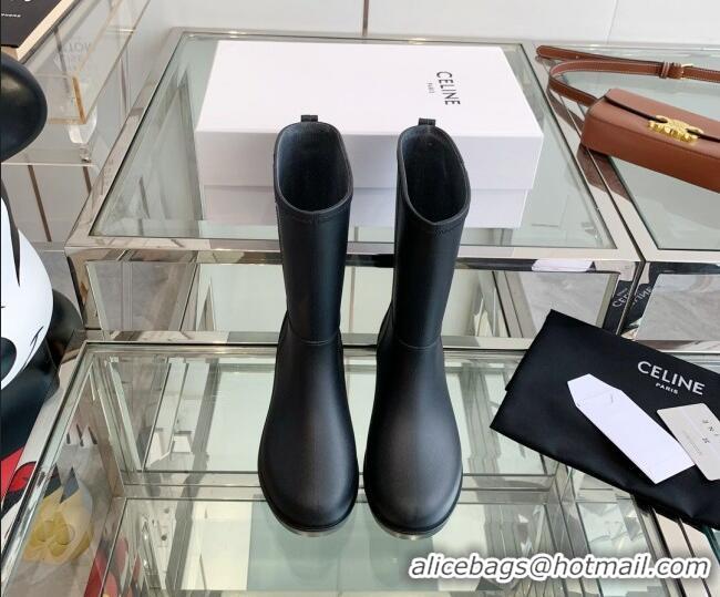 Stylish Celine Rubber Rain Boots Black 420037