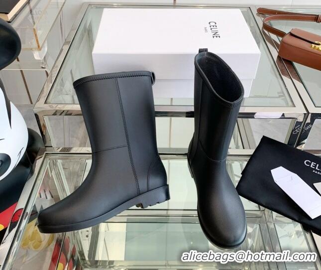 Stylish Celine Rubber Rain Boots Black 420037