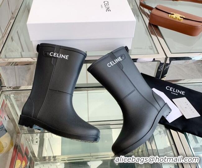 Stylish Celine Rubber Rain Boots Black 420037