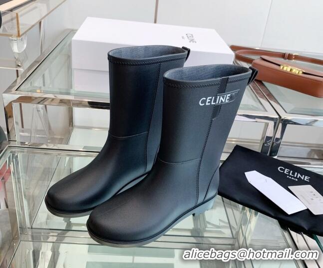 Stylish Celine Rubber Rain Boots Black 420037