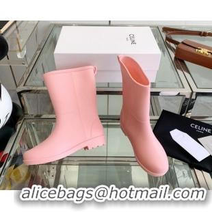 Sophisticated Celine Rubber Rain Boots Pink 420038