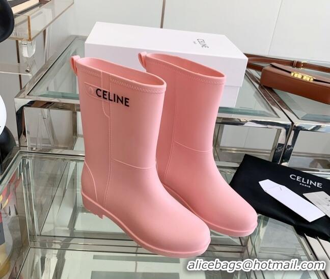 Sophisticated Celine Rubber Rain Boots Pink 420038