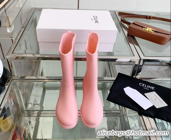 Sophisticated Celine Rubber Rain Boots Pink 420038