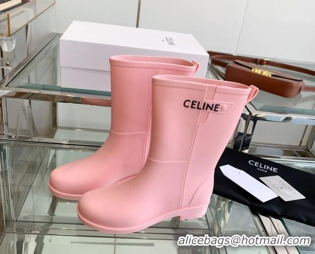 Sophisticated Celine Rubber Rain Boots Pink 420038