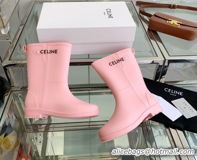 Sophisticated Celine Rubber Rain Boots Pink 420038