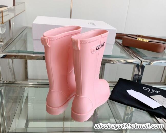 Sophisticated Celine Rubber Rain Boots Pink 420038