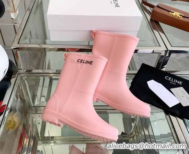 Sophisticated Celine Rubber Rain Boots Pink 420038