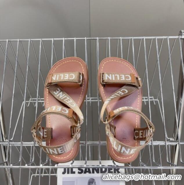 Grade Quality Celine Printed Strap Sandals Brown 524099