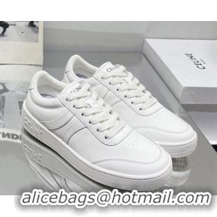 Duplicate Celine Tennis Sneakers in Calfskin Leather White 524109