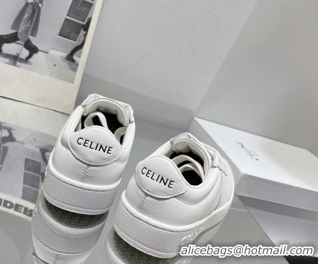 Duplicate Celine Tennis Sneakers in Calfskin Leather White 524109