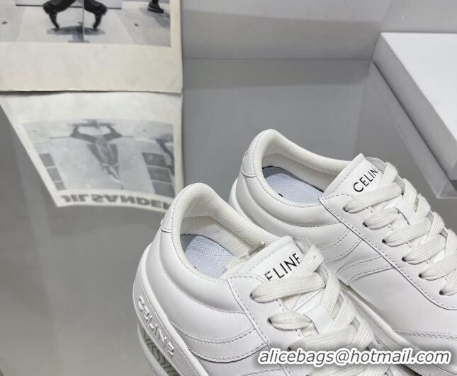 Duplicate Celine Tennis Sneakers in Calfskin Leather White 524109