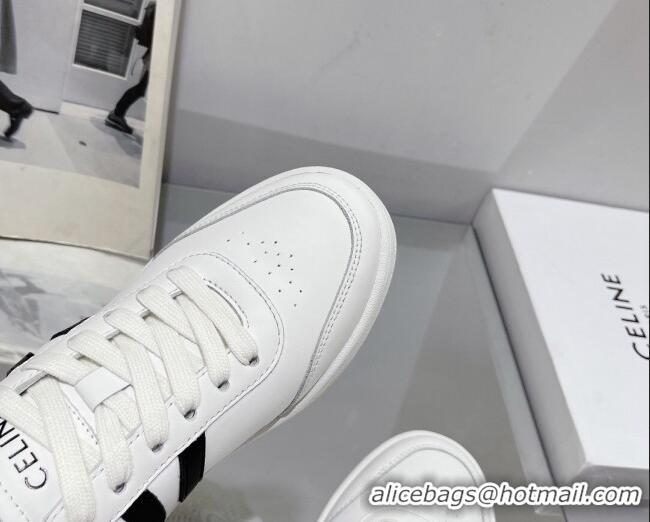 Low Price Celine Tennis Sneakers in Calfskin Leather White/Black 524111