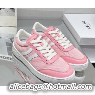 Most Popular Celine Tennis Sneakers in Mesh and Calfskin Light Pink 524117