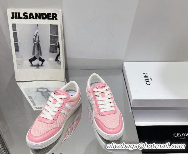 Most Popular Celine Tennis Sneakers in Mesh and Calfskin Light Pink 524117