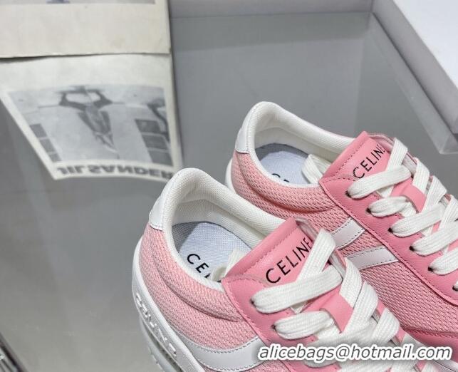 Most Popular Celine Tennis Sneakers in Mesh and Calfskin Light Pink 524117