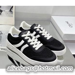 Cheap Price Celine Tennis Sneakers in Mesh and Calfskin Black/White 524118