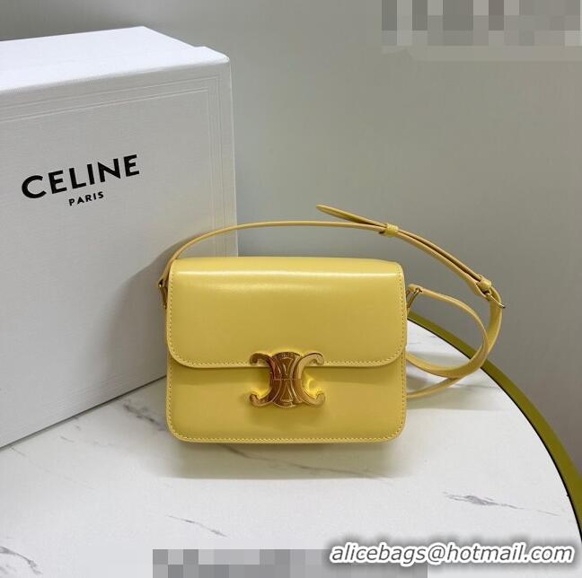 Promotional Celine Mini Teen Cuir Triomphe Bag in Shiny Calfskin 188423 Yellow 2023