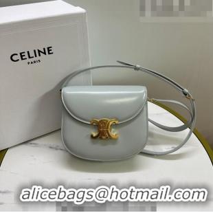 Super Quality Celine Teen Chain Besace Triomphe Mini bag in Shiny Calfskin 110973 Pale Blue 2023