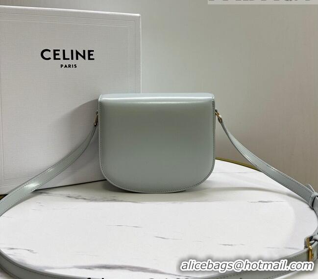 Super Quality Celine Teen Chain Besace Triomphe Mini bag in Shiny Calfskin 110973 Pale Blue 2023