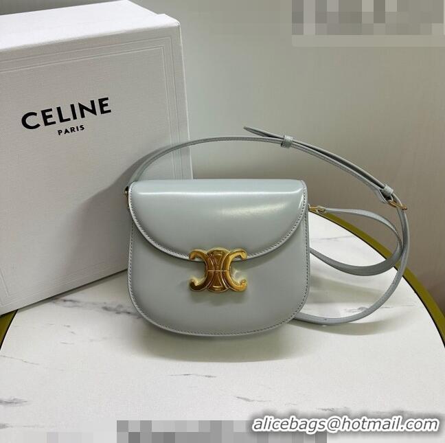 Super Quality Celine Teen Chain Besace Triomphe Mini bag in Shiny Calfskin 110973 Pale Blue 2023