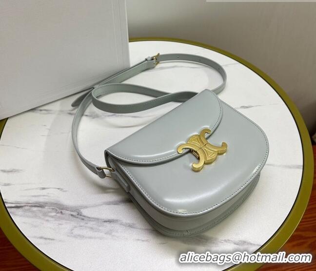 Super Quality Celine Teen Chain Besace Triomphe Mini bag in Shiny Calfskin 110973 Pale Blue 2023