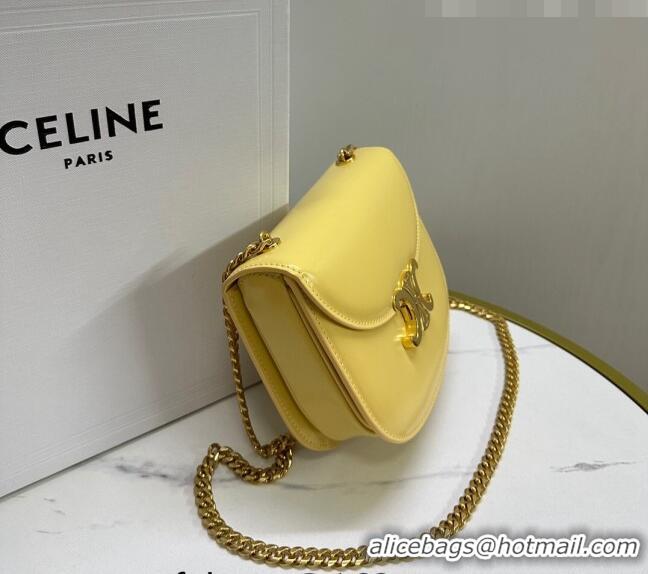 Top Quality Celine Teen Chain Besace Triomphe Mini bag in Shiny Calfskin 110973 Yellow 2023