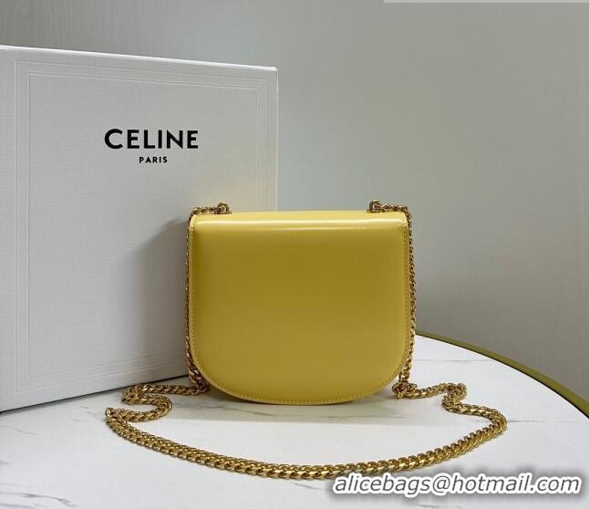 Top Quality Celine Teen Chain Besace Triomphe Mini bag in Shiny Calfskin 110973 Yellow 2023