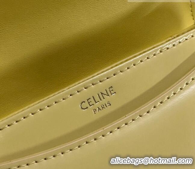 Top Quality Celine Teen Chain Besace Triomphe Mini bag in Shiny Calfskin 110973 Yellow 2023