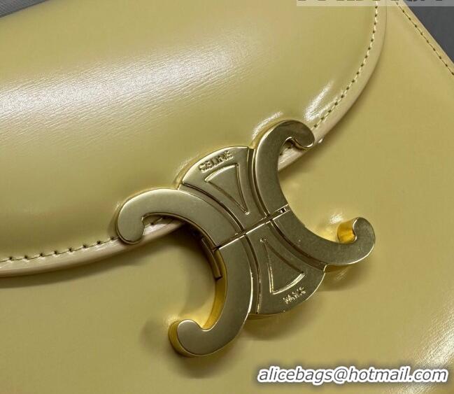 Top Quality Celine Teen Chain Besace Triomphe Mini bag in Shiny Calfskin 110973 Yellow 2023