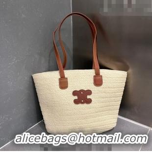 Top Quality Celine Straw Basket Bag 0510 Pale Beige 2023