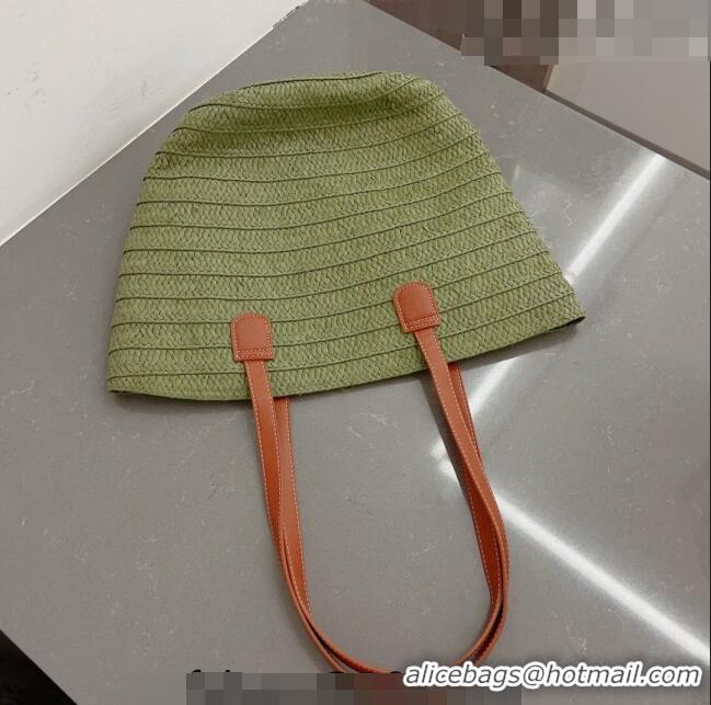 Unique Discount Celine Straw Basket Bag 0510 Green 2023