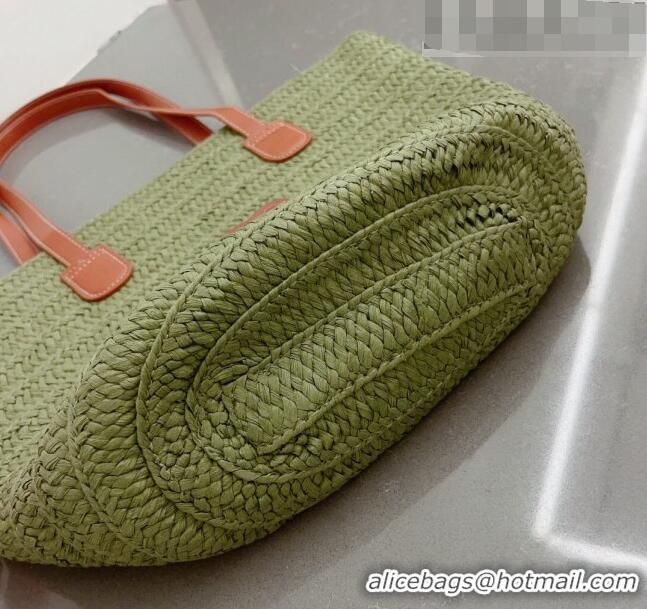 Unique Discount Celine Straw Basket Bag 0510 Green 2023