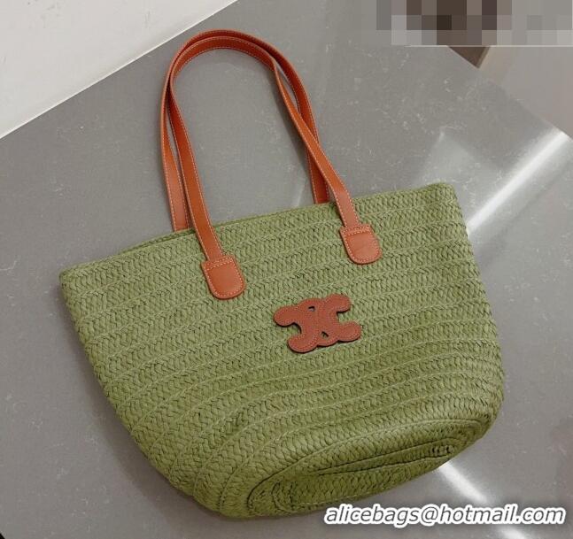 Unique Discount Celine Straw Basket Bag 0510 Green 2023