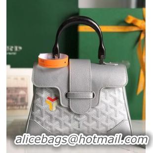 Grade Quality Goyard Calfskin Leather saigon mini Tote Bag 9955 silver